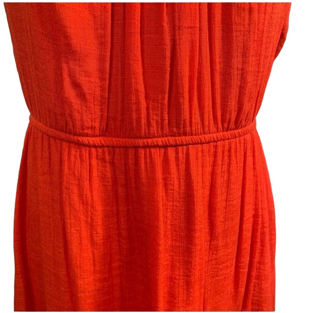 AGB Womens Orange Sleeveless Maxi Dress Size M Beaded V-Neck Elastic Waist Boho - Picture 9 of 15